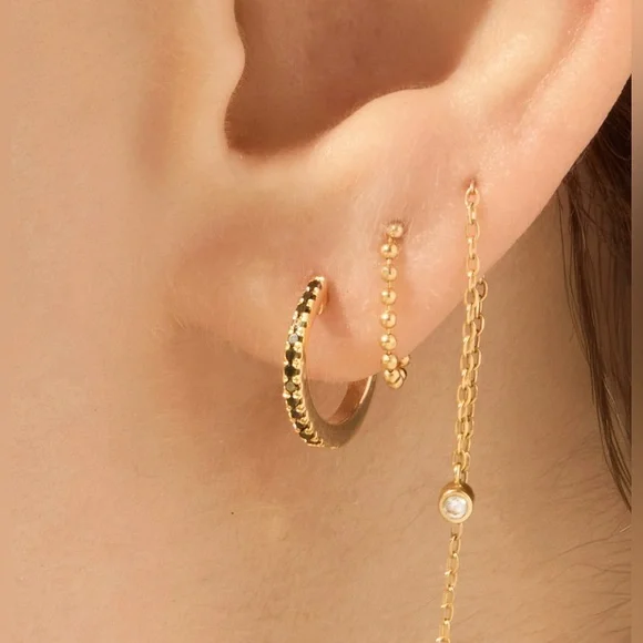 Catbird Fairy Light Black Diamond Hoops (Like-New; Gold/Black;14k) - Picture 13 of 13